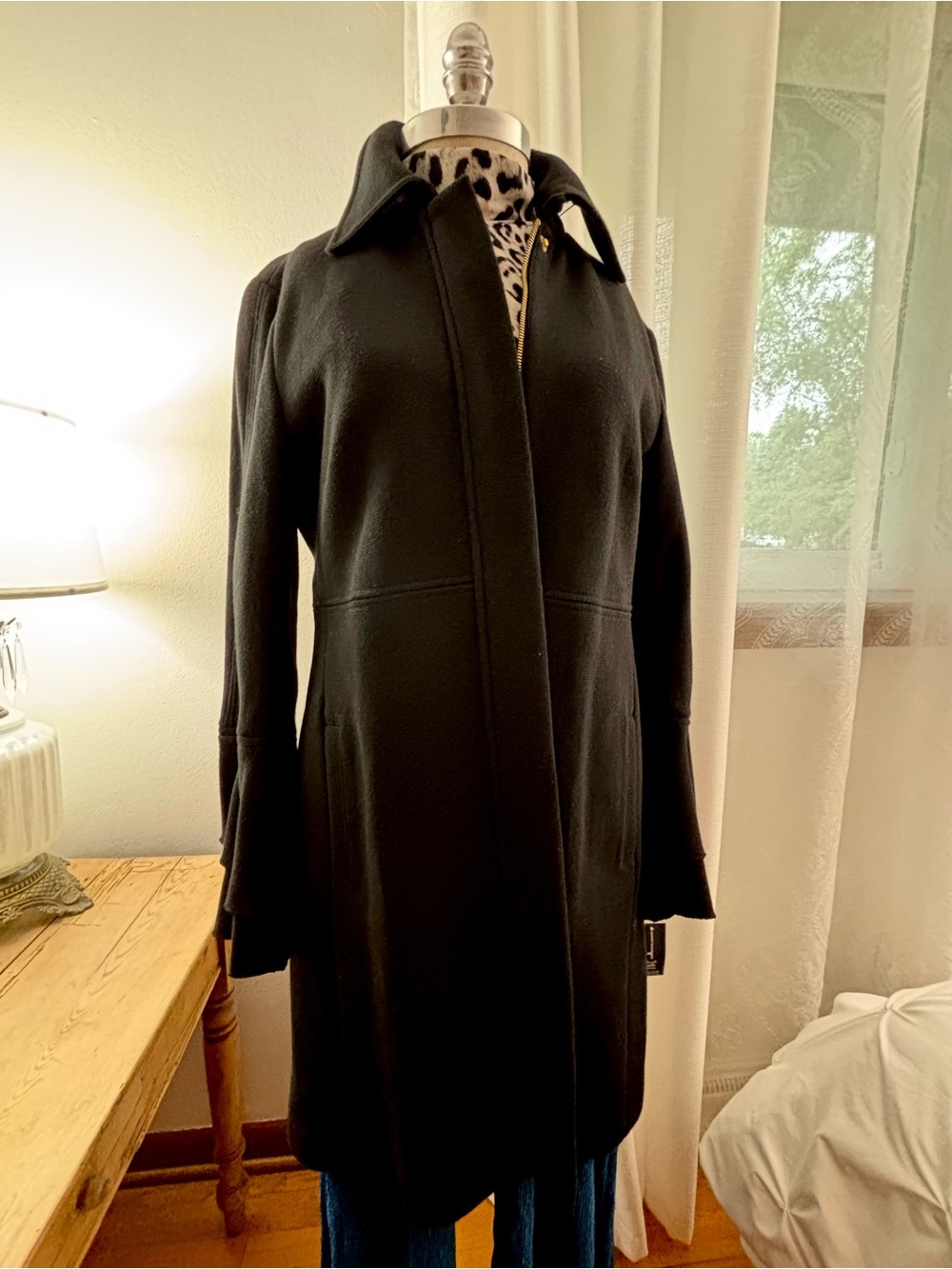 INC International Concepts Black Trench Style Coat, L, NWT